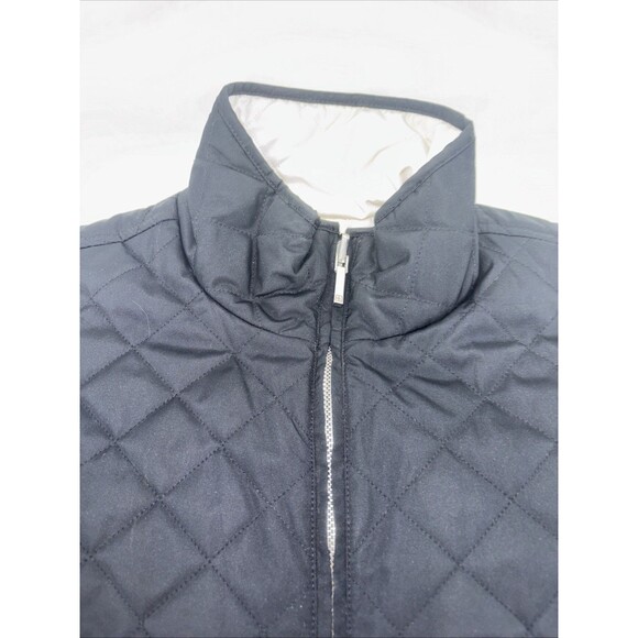 Lauren Ralph Lauren Black Cream Zip Quilted Reversible Vest Pockets M EUC - Picture 2 of 14